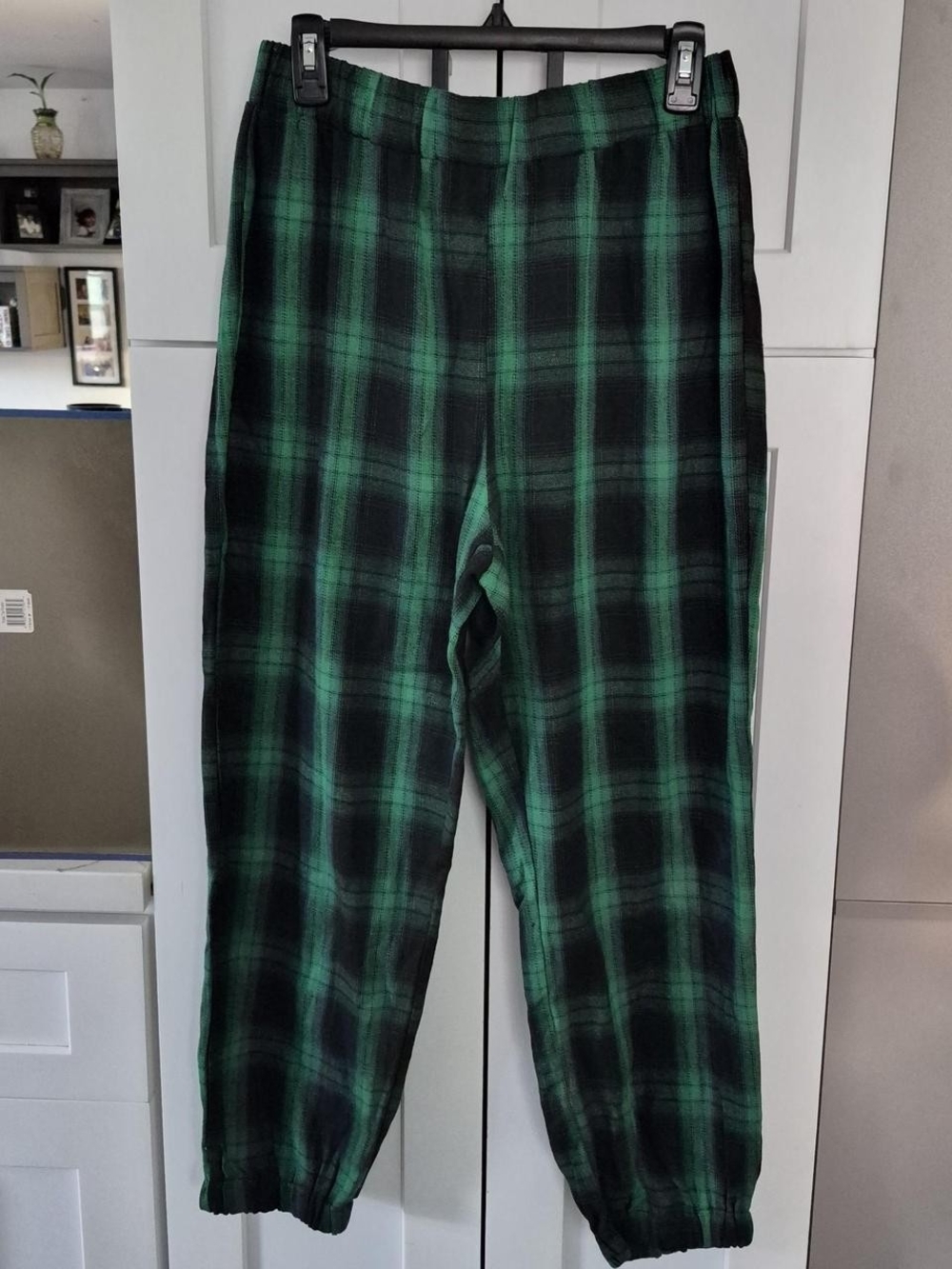 SHEIN Green and Black Plaid Jogger Trousers